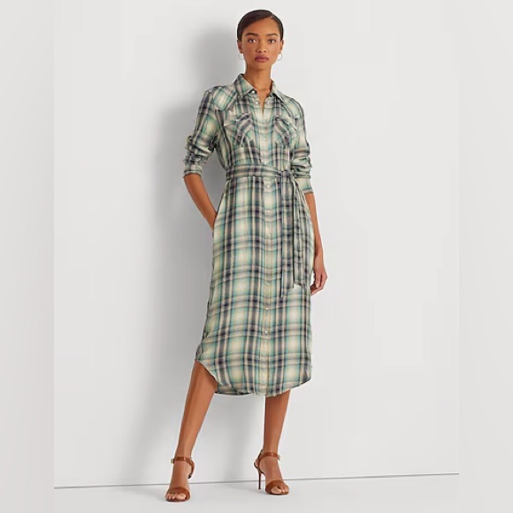 Lauren Ralph Lauren - Plaid Green Shirt Dress